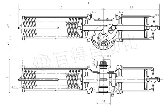 AW氣動執行器連接尺寸圖 AW氣動執行器連接尺寸圖